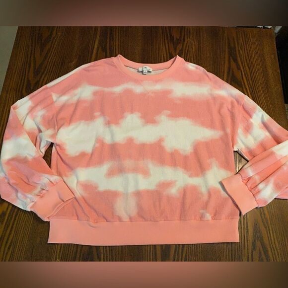 Urban Daizy light-weight sweatshirt women's Large pink white athleisure Boho EUC - Picture 9 of 9